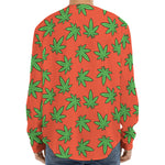 Hemp Leaf Pattern Print Long Sleeve Baseball Jersey