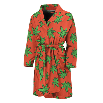 Hemp Leaf Pattern Print Men's Bathrobe