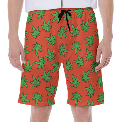 Hemp Leaf Pattern Print Men's Beach Shorts