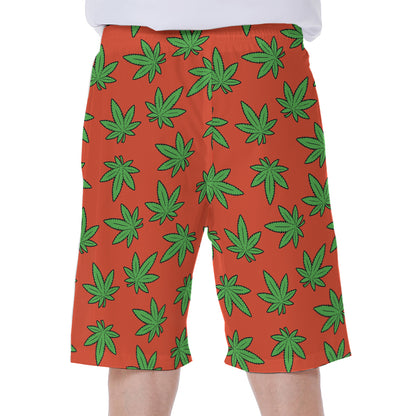 Hemp Leaf Pattern Print Men's Beach Shorts