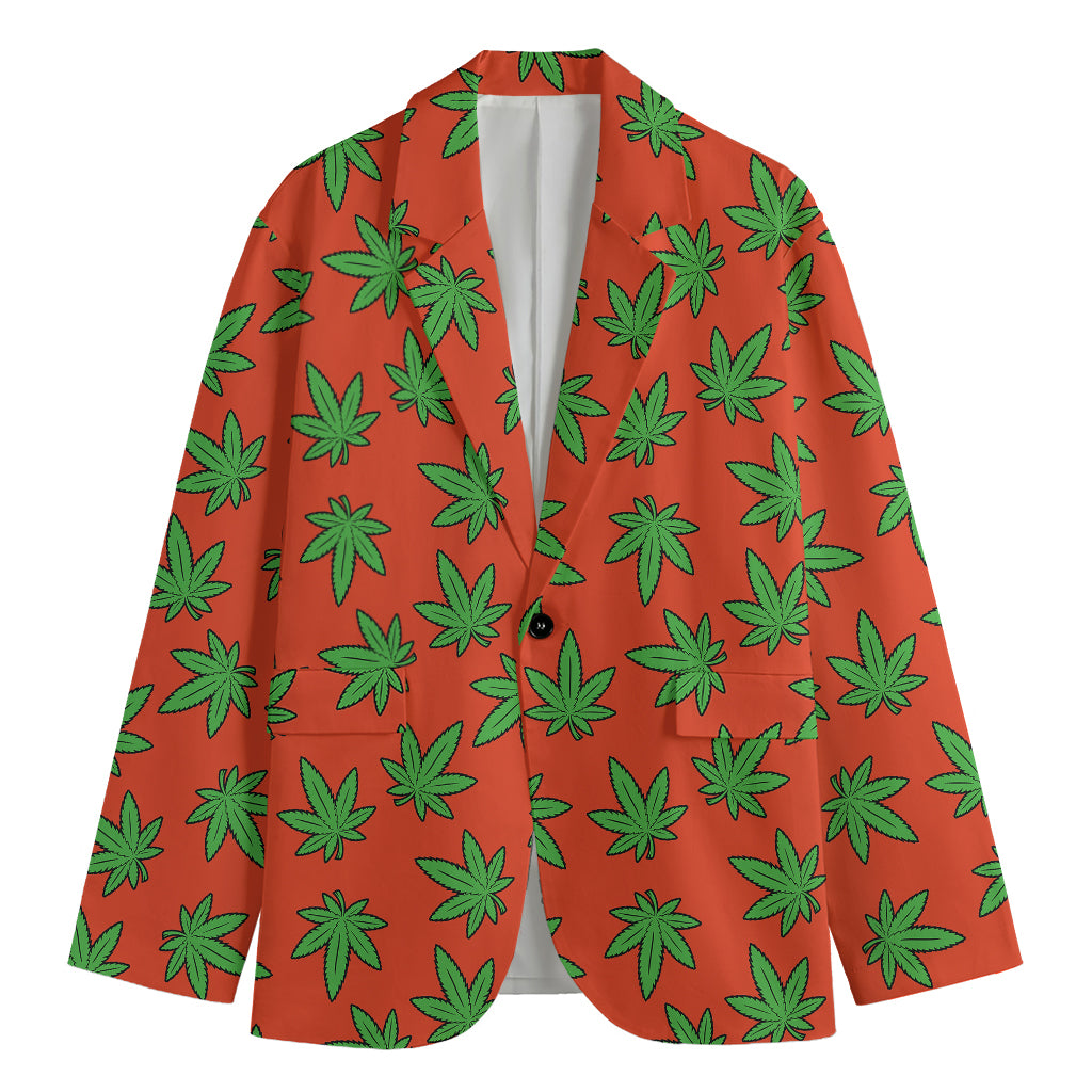 Hemp Leaf Pattern Print Men's Blazer