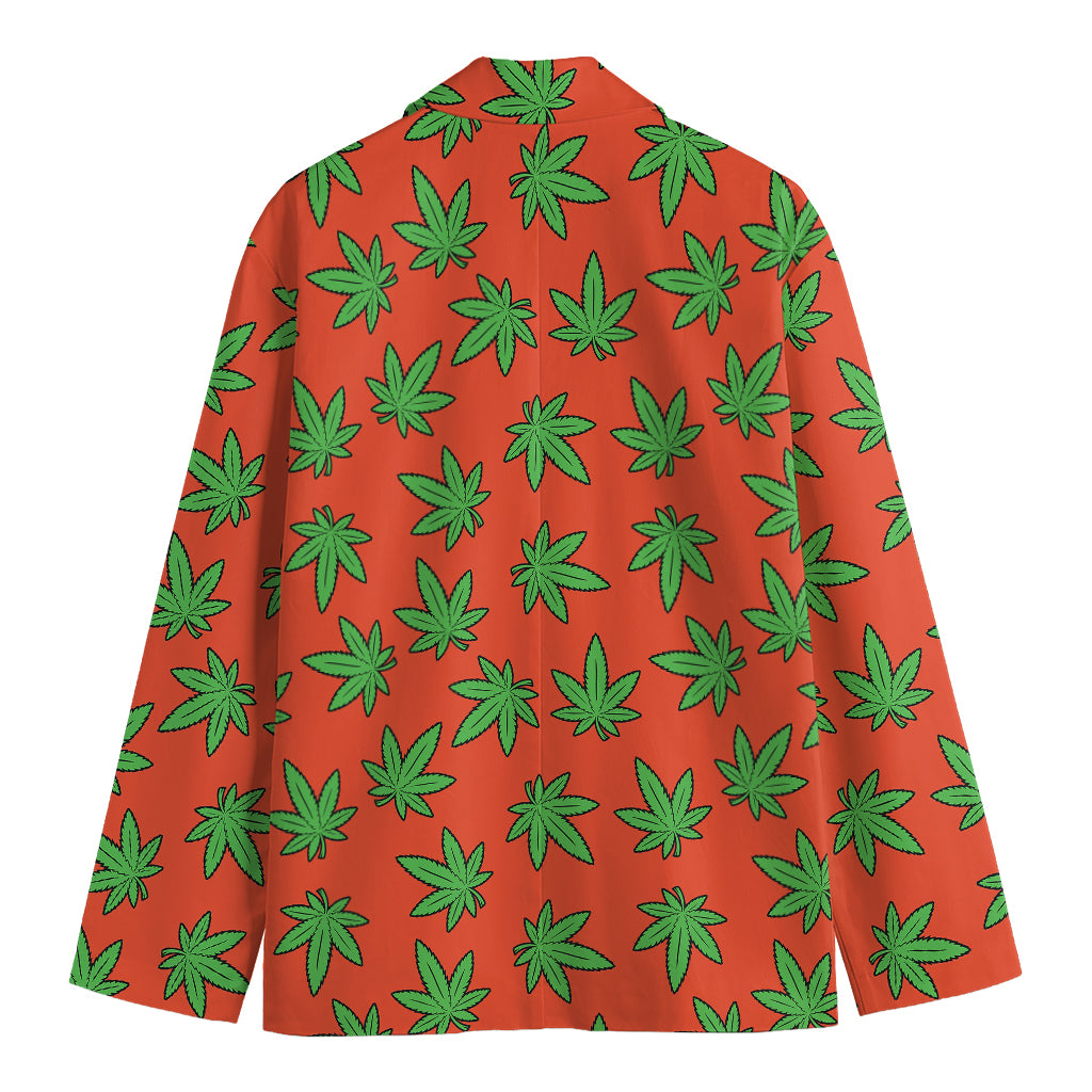 Hemp Leaf Pattern Print Men's Blazer