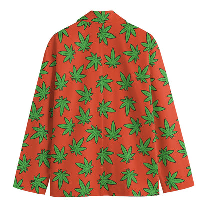 Hemp Leaf Pattern Print Men's Cotton Blazer