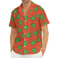 Hemp Leaf Pattern Print Men's Deep V-Neck Shirt
