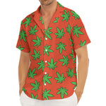 Hemp Leaf Pattern Print Men's Deep V-Neck Shirt
