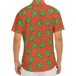 Hemp Leaf Pattern Print Men's Deep V-Neck Shirt