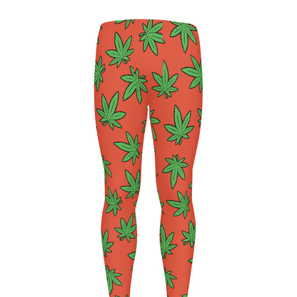 Hemp Leaf Pattern Print Men's leggings