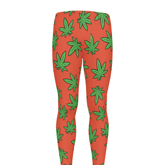 Hemp Leaf Pattern Print Men's leggings