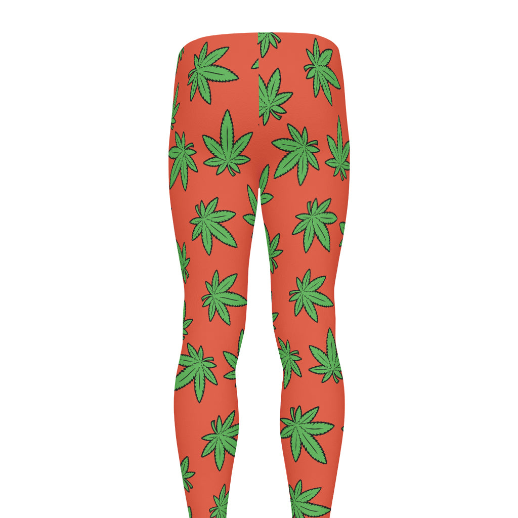 Hemp Leaf Pattern Print Men's leggings