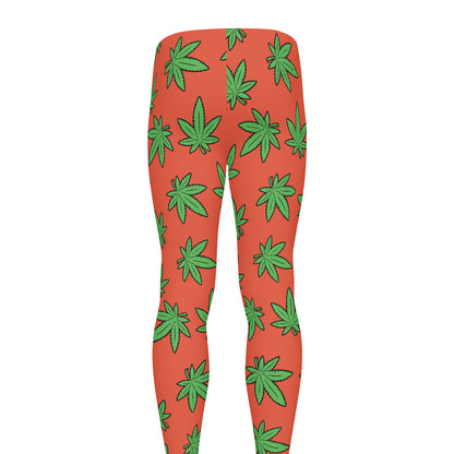 Hemp Leaf Pattern Print Men's leggings