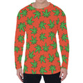 Hemp Leaf Pattern Print Men's Long Sleeve T-Shirt