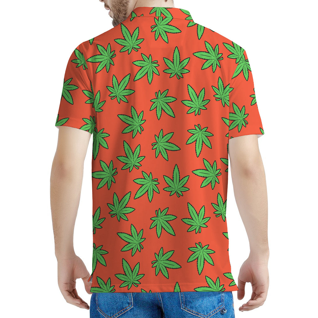 Hemp Leaf Pattern Print Men's Polo Shirt