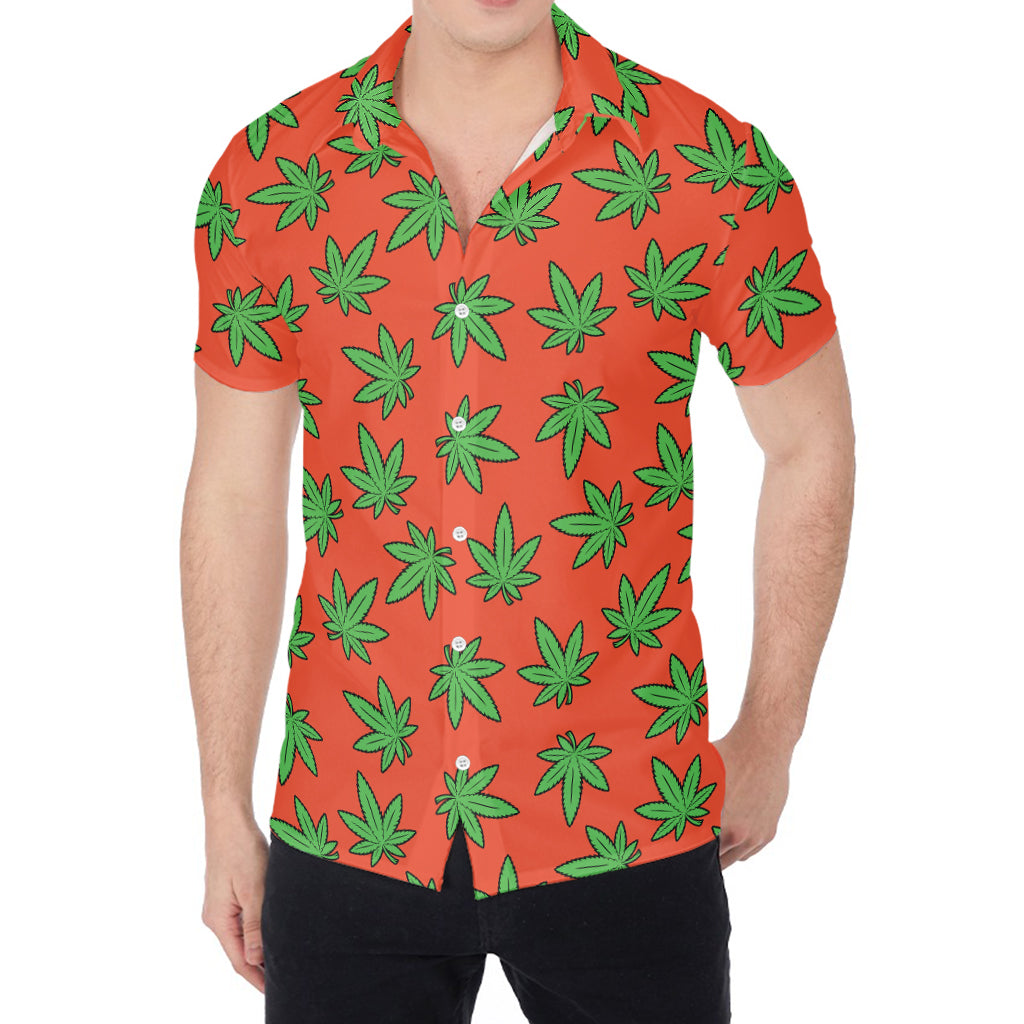 Hemp Leaf Pattern Print Men's Shirt