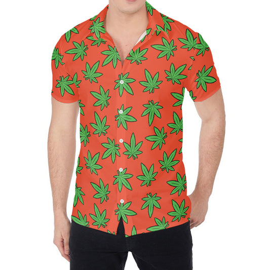 Hemp Leaf Pattern Print Men's Shirt