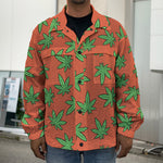 Hemp Leaf Pattern Print Men's Shirt Jacket
