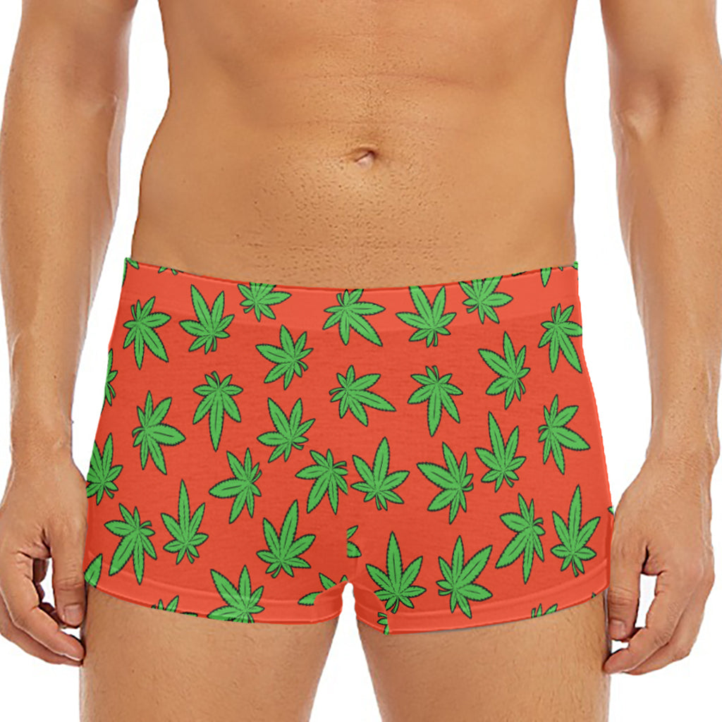 Hemp Leaf Pattern Print Men's Short Boxer Briefs