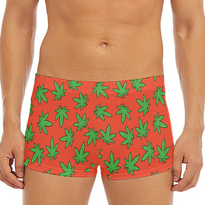 Hemp Leaf Pattern Print Men's Short Boxer Briefs