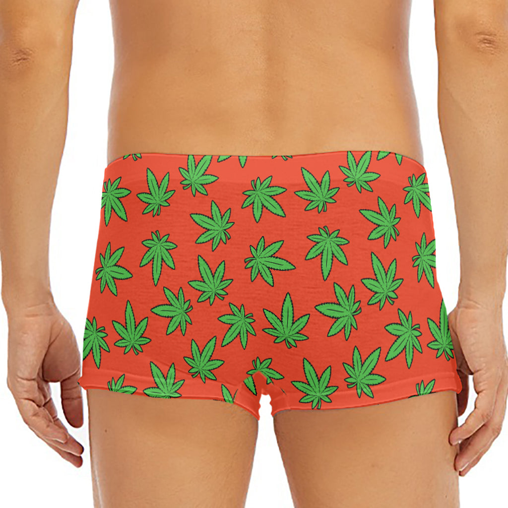 Hemp Leaf Pattern Print Men's Short Boxer Briefs
