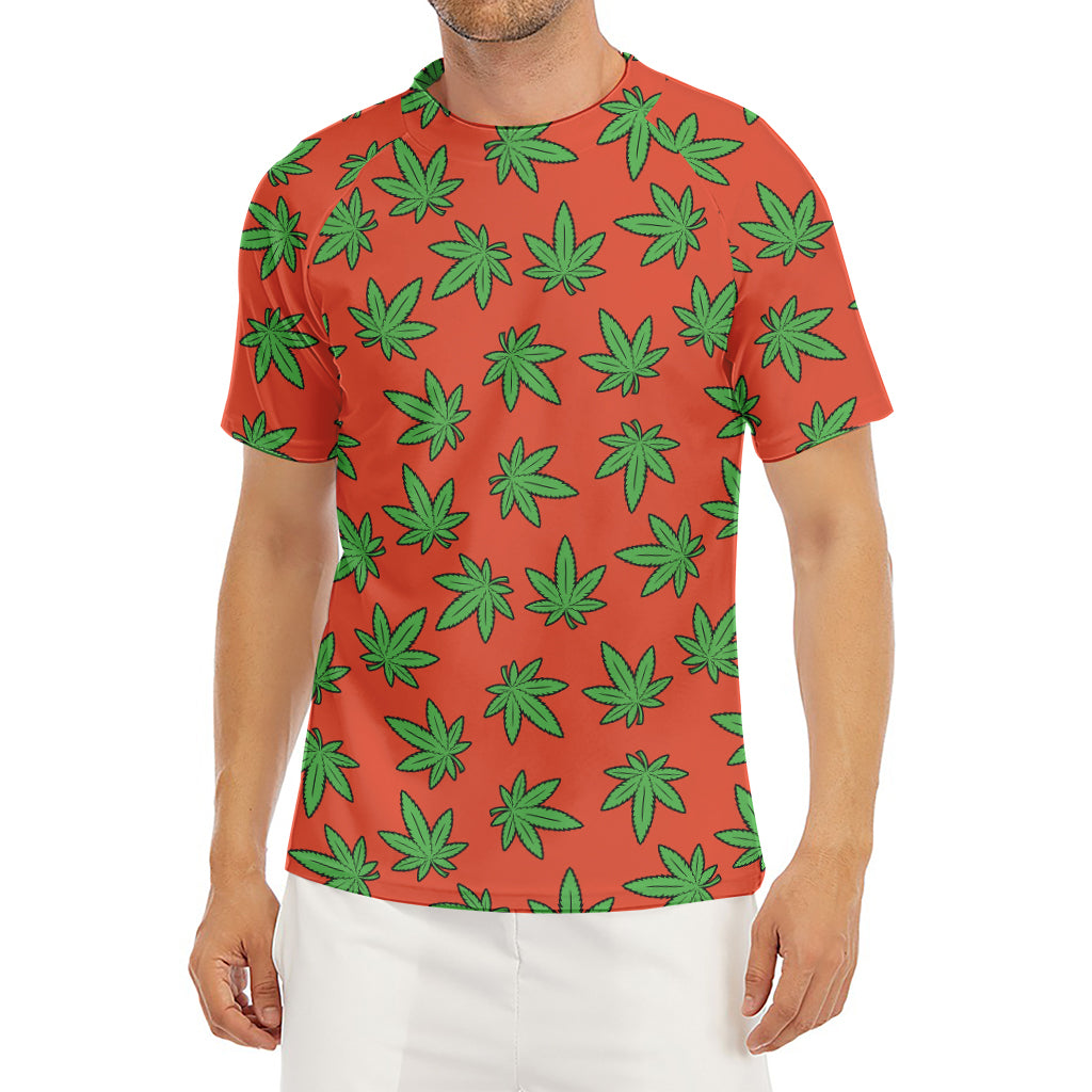 Hemp Leaf Pattern Print Men's Short Sleeve Rash Guard
