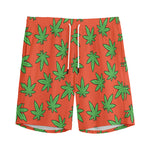 Hemp Leaf Pattern Print Men's Sports Shorts