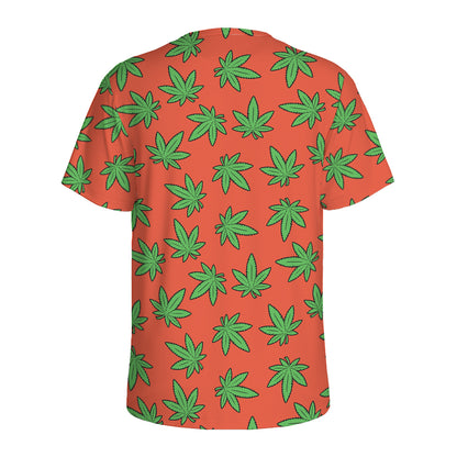 Hemp Leaf Pattern Print Men's Sports T-Shirt