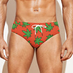 Hemp Leaf Pattern Print Men's Swim Briefs