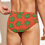 Hemp Leaf Pattern Print Men's Swim Briefs