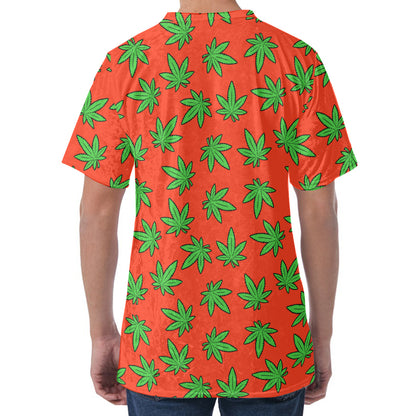 Hemp Leaf Pattern Print Men's Velvet T-Shirt