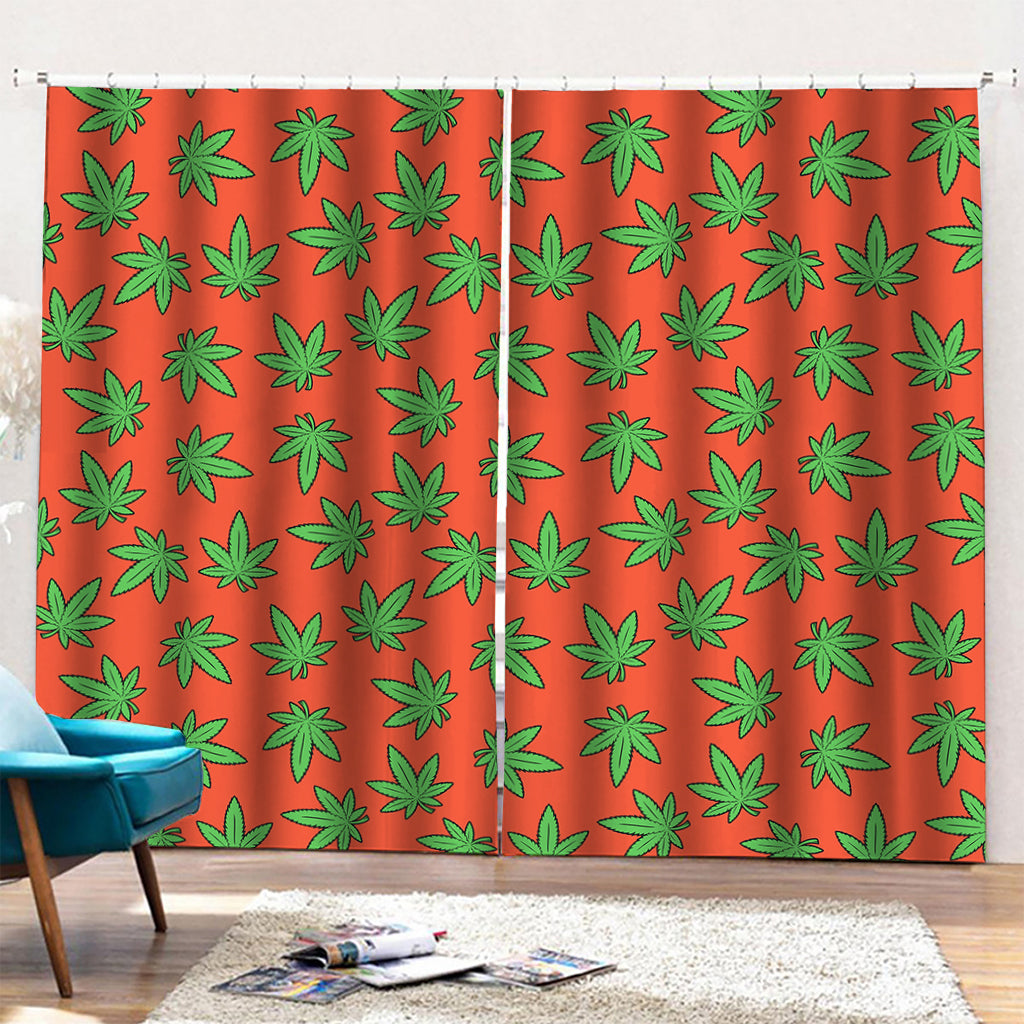 Hemp Leaf Pattern Print Pencil Pleat Curtains