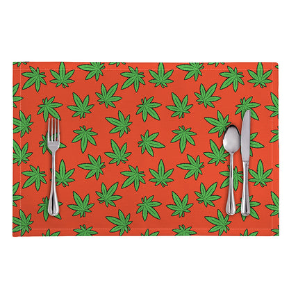 Hemp Leaf Pattern Print Placemat
