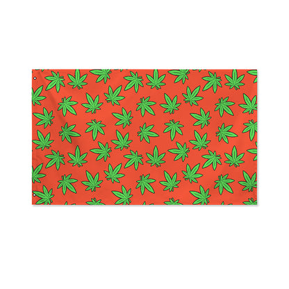 Hemp Leaf Pattern Print Polyester Flag