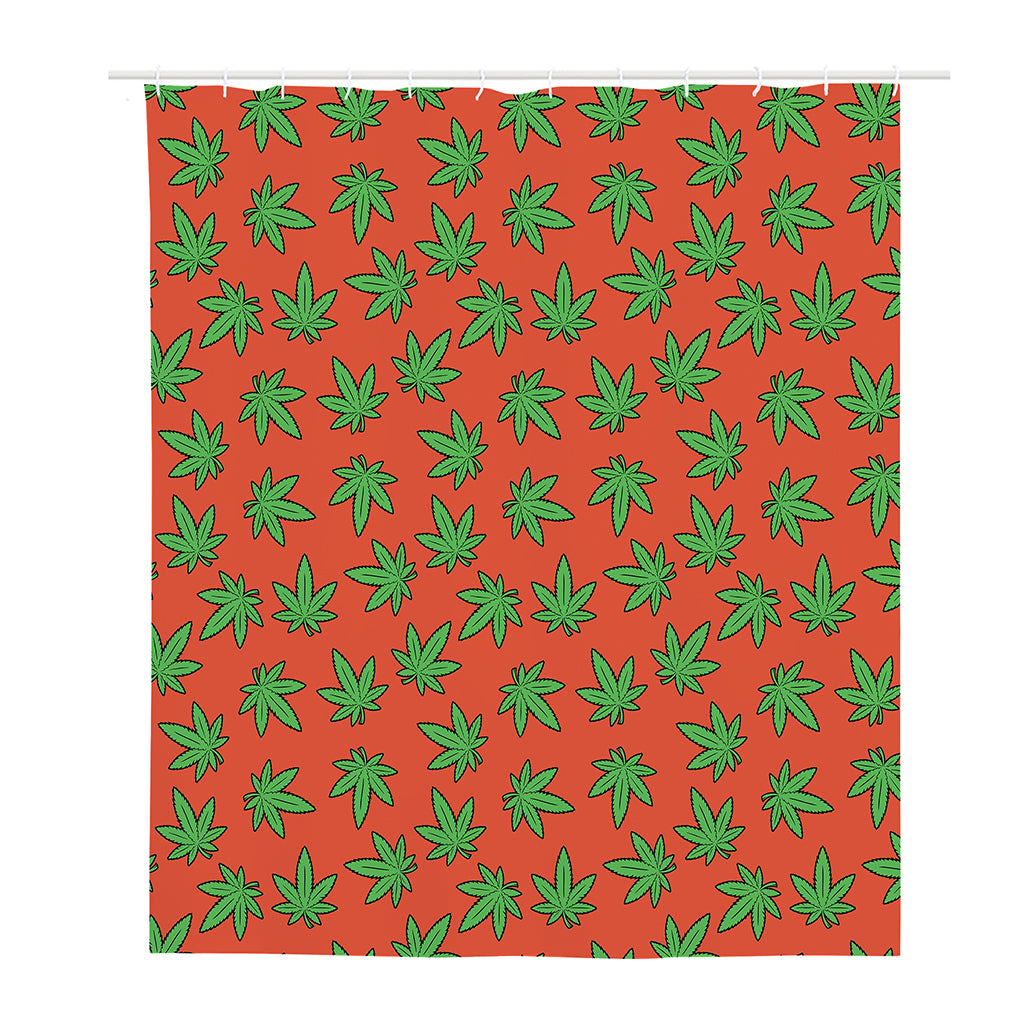 Hemp Leaf Pattern Print Polyester Shower Curtain