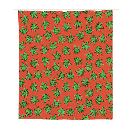 Hemp Leaf Pattern Print Polyester Shower Curtain