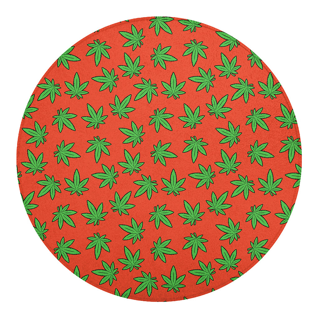 Hemp Leaf Pattern Print Round Blanket