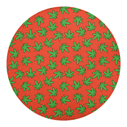 Hemp Leaf Pattern Print Round Blanket