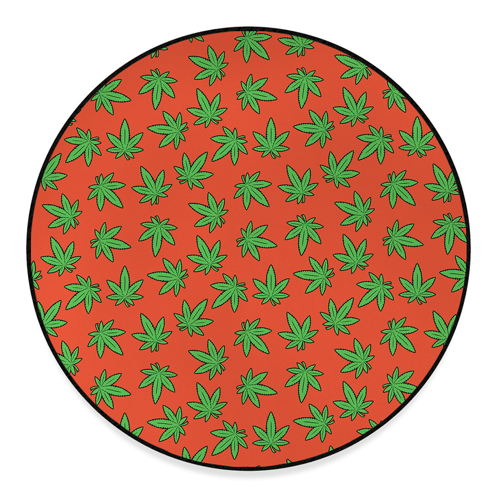 Hemp Leaf Pattern Print Round Floor Mat