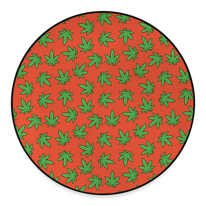 Hemp Leaf Pattern Print Round Floor Mat