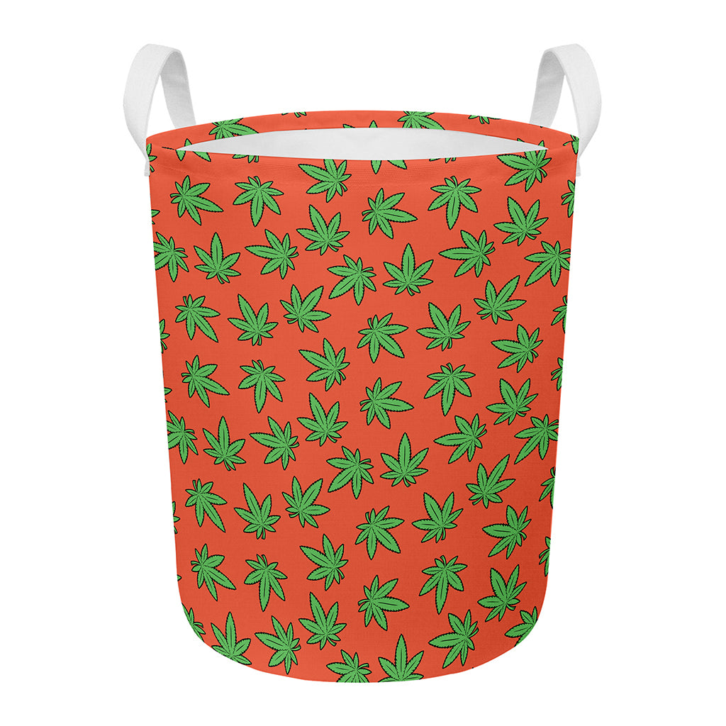 Hemp Leaf Pattern Print Round Laundry Basket