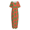 Hemp Leaf Pattern Print Short Sleeve Long Nightdress