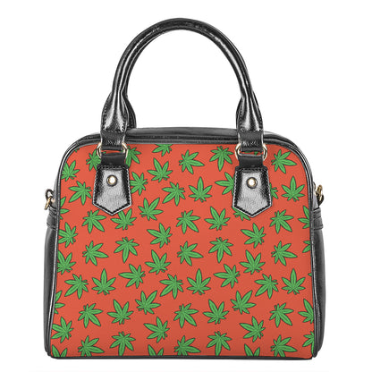 Hemp Leaf Pattern Print Shoulder Handbag