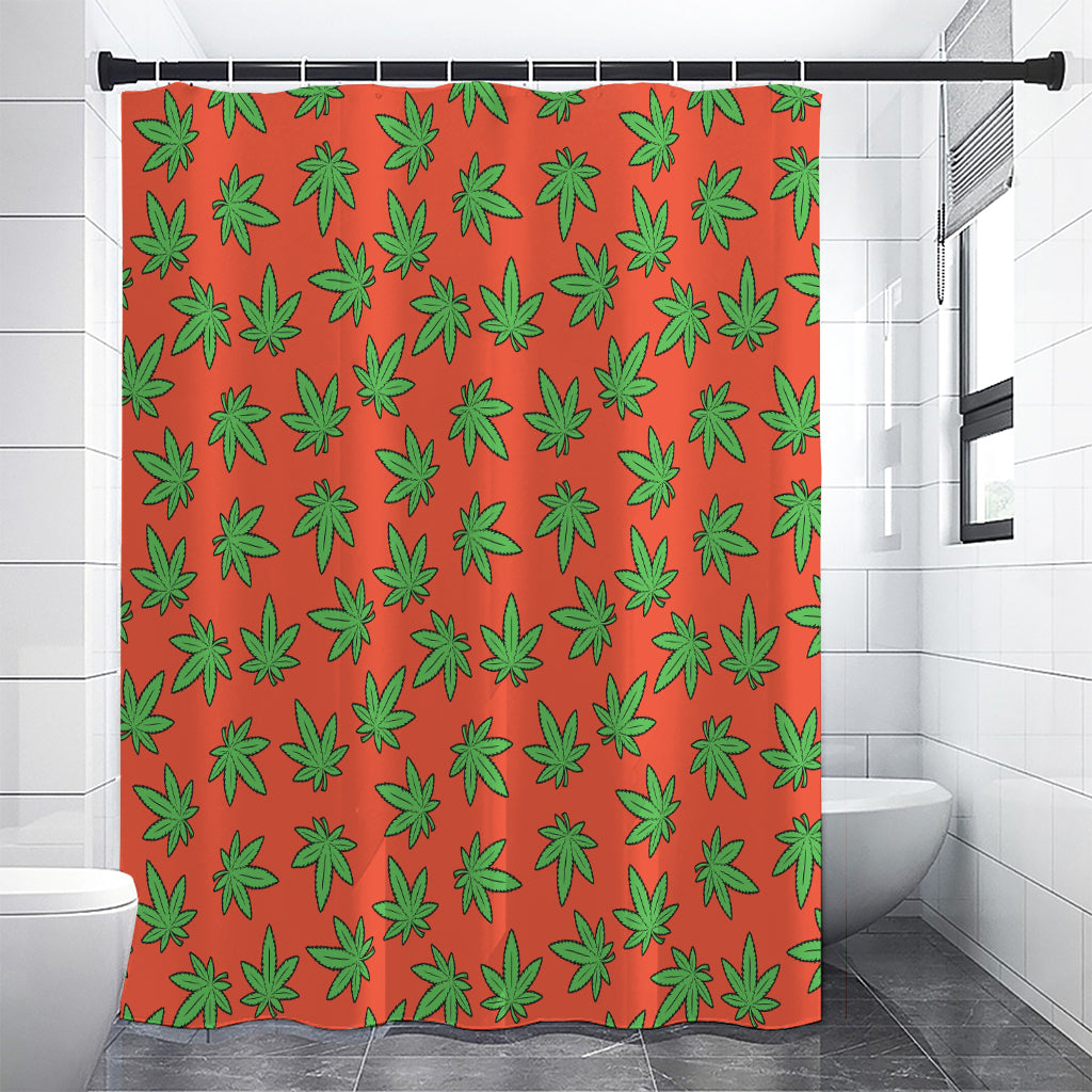 Hemp Leaf Pattern Print Shower Curtain