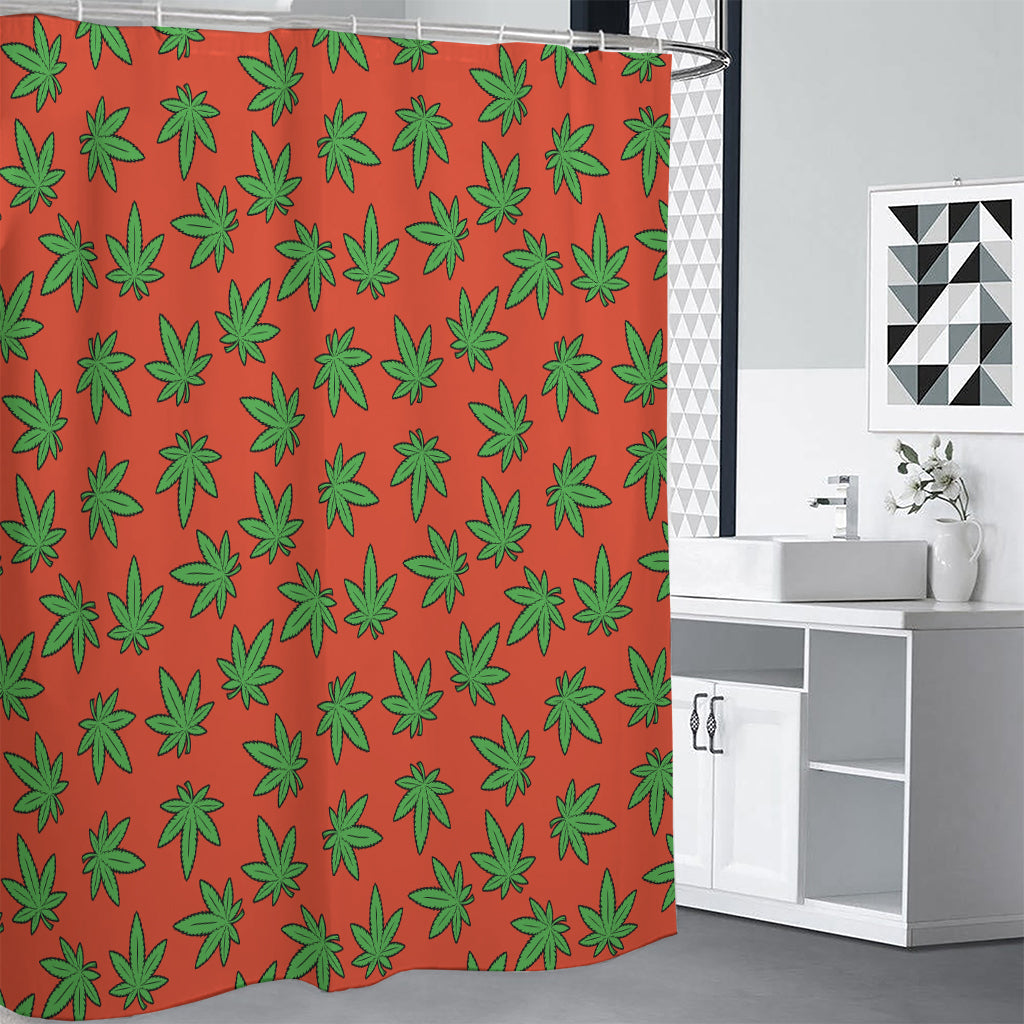Hemp Leaf Pattern Print Shower Curtain