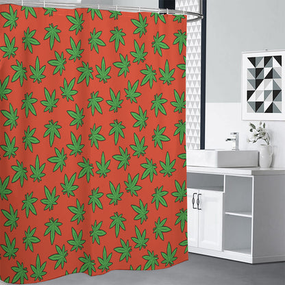 Hemp Leaf Pattern Print Shower Curtain