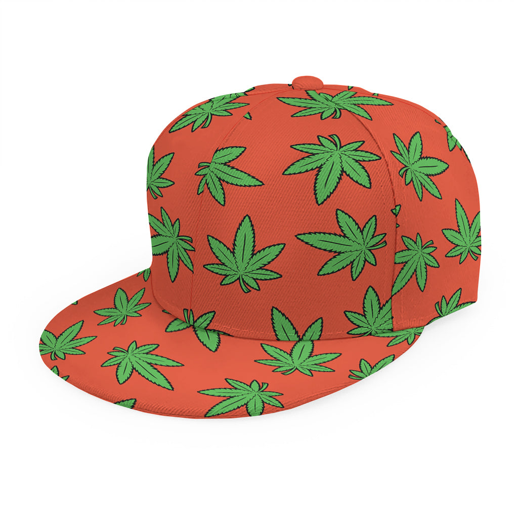 Hemp Leaf Pattern Print Snapback Cap