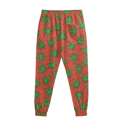 Hemp Leaf Pattern Print Sweatpants