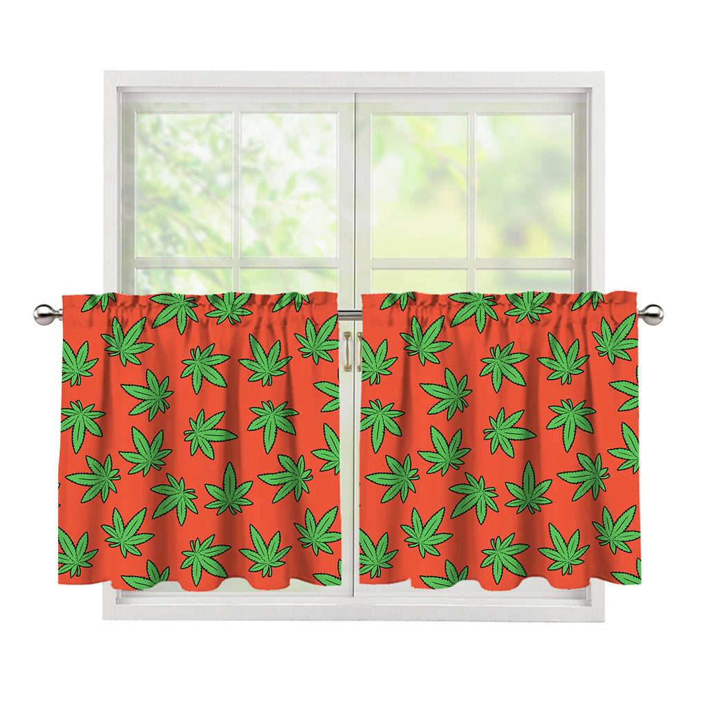 Hemp Leaf Pattern Print Tier Curtains