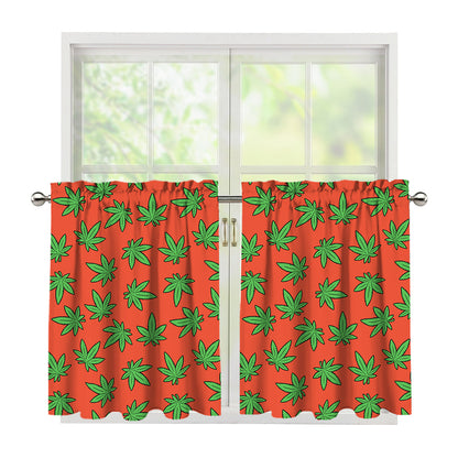 Hemp Leaf Pattern Print Tier Curtains