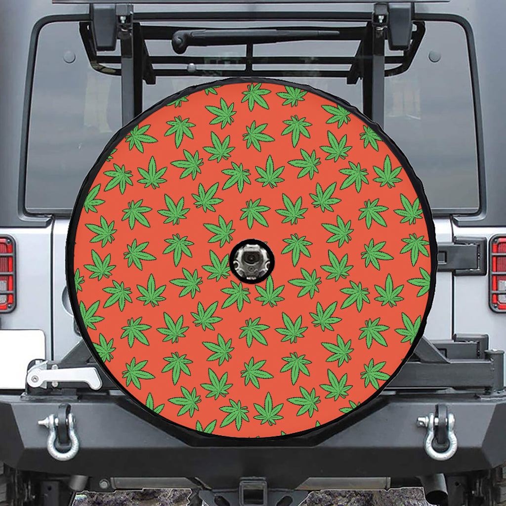 Hemp Leaf Pattern Print Tire Cover With Camera Hole