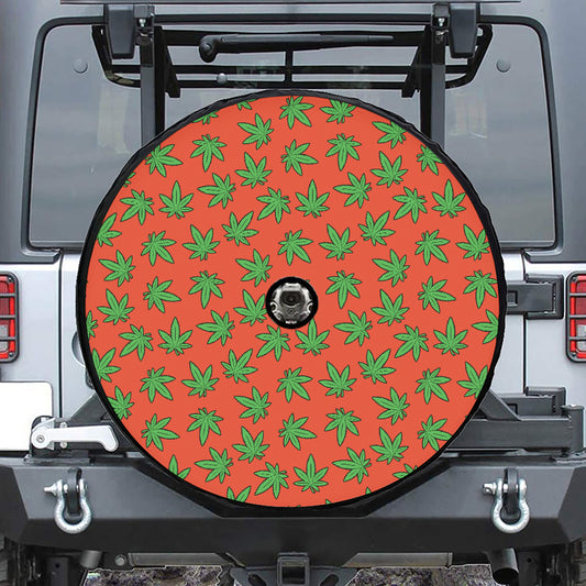 Hemp Leaf Pattern Print Tire Cover With Camera Hole