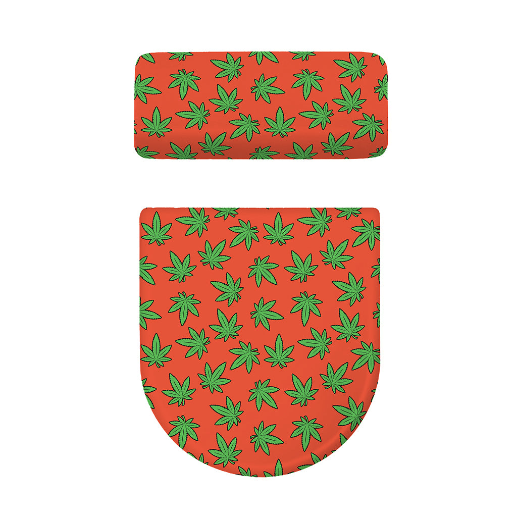 Hemp Leaf Pattern Print Toilet Lid And Tank Cover Set